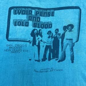Vintage Lydia Pense and Cold Blood Shirt 1975 Concert Large Blue USA San Diego